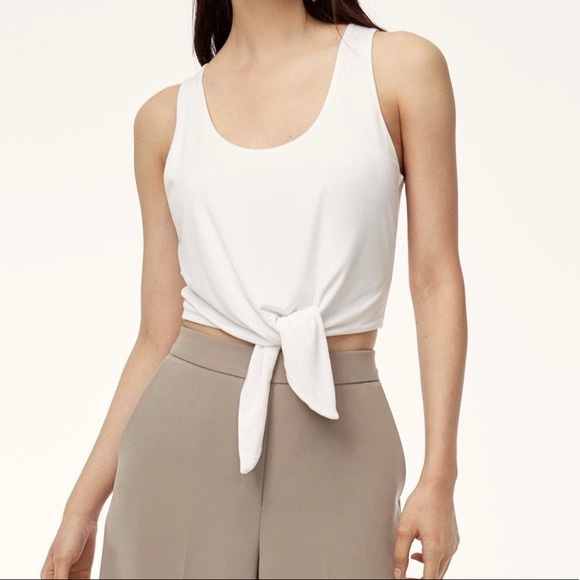 NWOT Babaton Jeronimo Front Tie Crop White - Picture 4 of 4